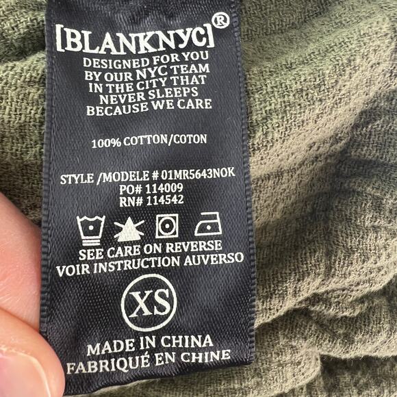 Blank NYC Olive Green Jacket Cotton Mock Neck Raw Edge Trim Zip Size XS X-Small - Picture 8 of 10